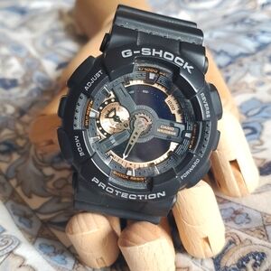 G-Shock GA110RG-1A Watch – Black & Rose Gold, Analog/Digital